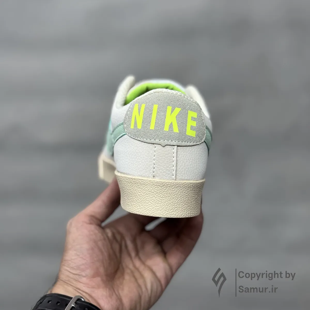 گالری تصاویر کتونی نایک بلیزر کرم سبز آبی ساق کوتاه